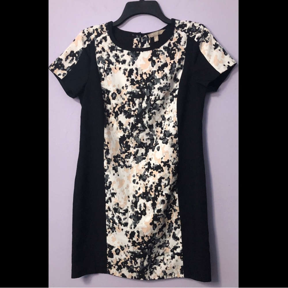 Banana Republic Black Shift Dress with Cream and Peach Abstract Panel